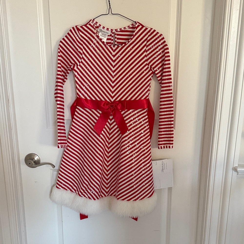 Bnwt Bonnie Jean Red candy cane stripe dress size 10